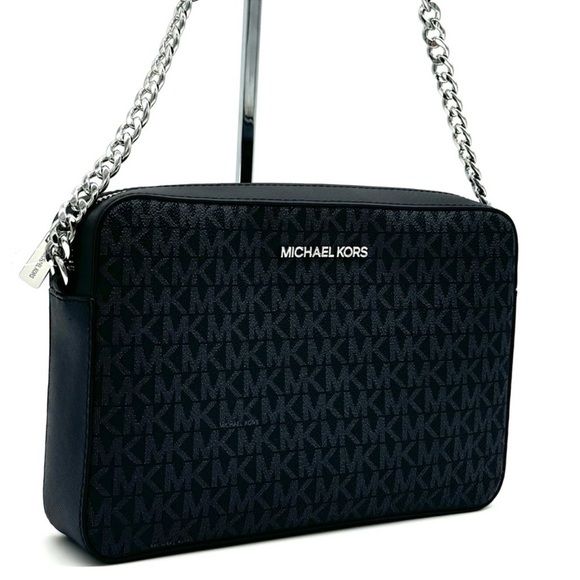 Michael Kors Large Jet Set Item EW Crossbody Bag Black Signature - Picture 3 of 9